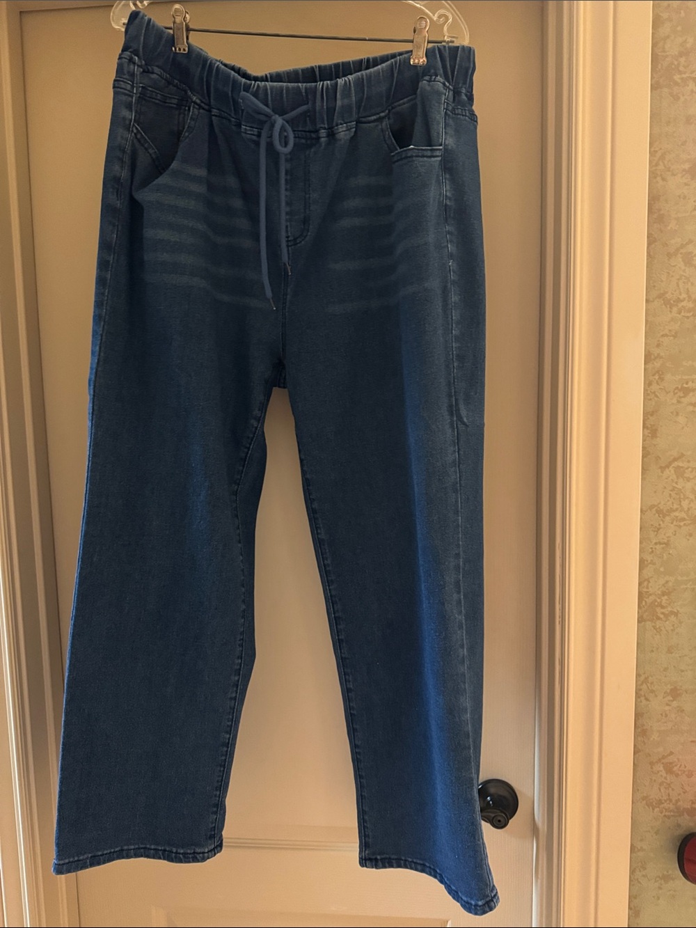 Source Unknown Dark Blue High-Rise Women's Jeans with Drawstring